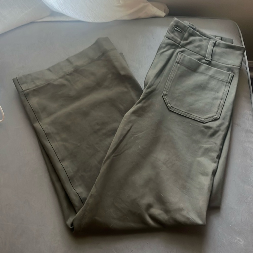 Anthropologie Colette Cropped Wide Leg Ponte Pants Olive color